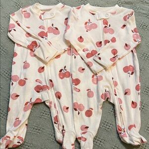 Carter's Cream Footed One-Piece Pajamas with Pink Apple Print